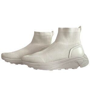 NWT MR B'S MEN'S WHITE KNIT AND LEATHER CALF HIGH TOP SHOES - 9